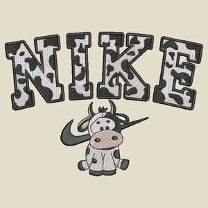 Nike Cow Embroidered Adult Unisex Crewneck Sweatshirt BLACK Spotted